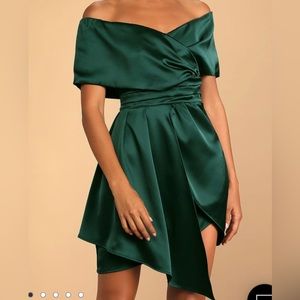 Lulus green satin mini dress!
